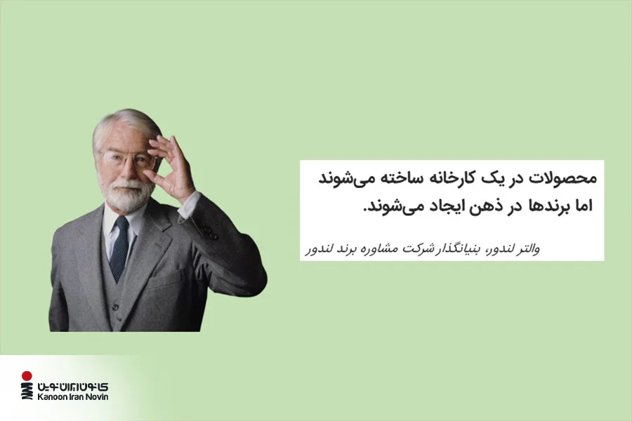 محصولات در یک کارخانه ساخته می‌شوند اما برندها در ذهن ایجاد می‌شوند. والتر لندور، بنیانگذار شرکت مشاوره برند لندور 