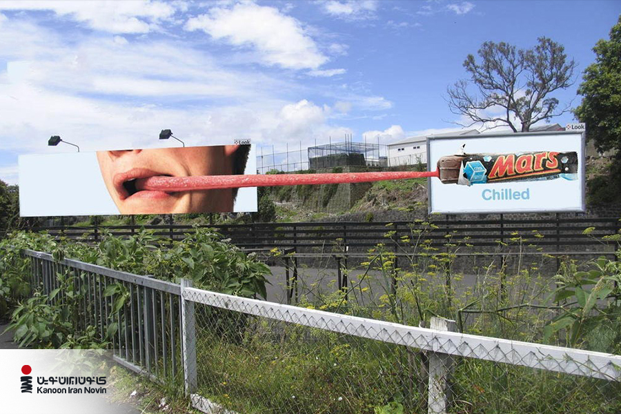 نمونه بیلبورد تبلیغاتی خلاقانه و داستان گو با درون مایه طنز و اغراق
